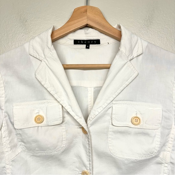 Theory Womens White Linen Blazer Size 8 - Picture 3 of 7